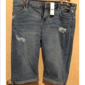 New York and Co distressed denim Bermuda shorts